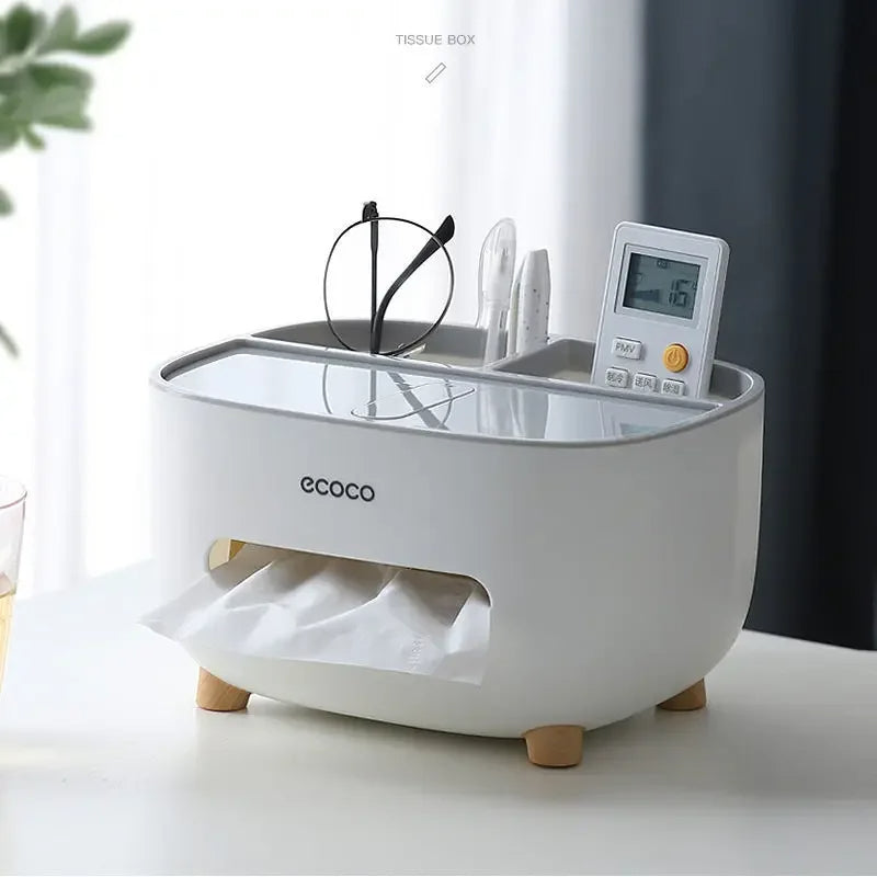 Multifunctional Tissue Box Cover Holder with Storage – Remote, Glasses, Pens, Mobile, Dry Fruit Organizer for Home & Office – Multi