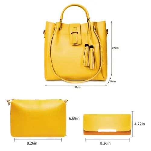 3-Piece PU Leather Handbag Set – Stylish, Spacious & Perfect for Girls.