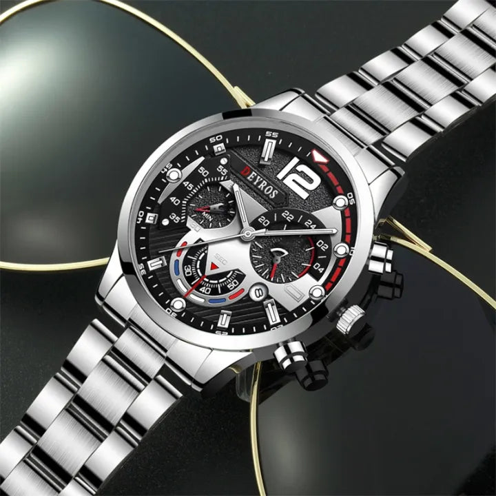 Watch – Stainless Steel, Calendar, Luminous.