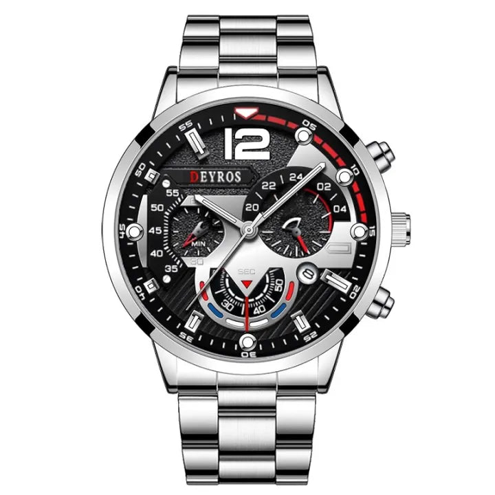 Watch – Stainless Steel, Calendar, Luminous.