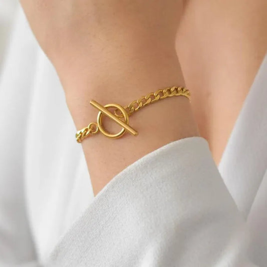 Classic Stainless Steel Heart Charm Bracelet for Women
